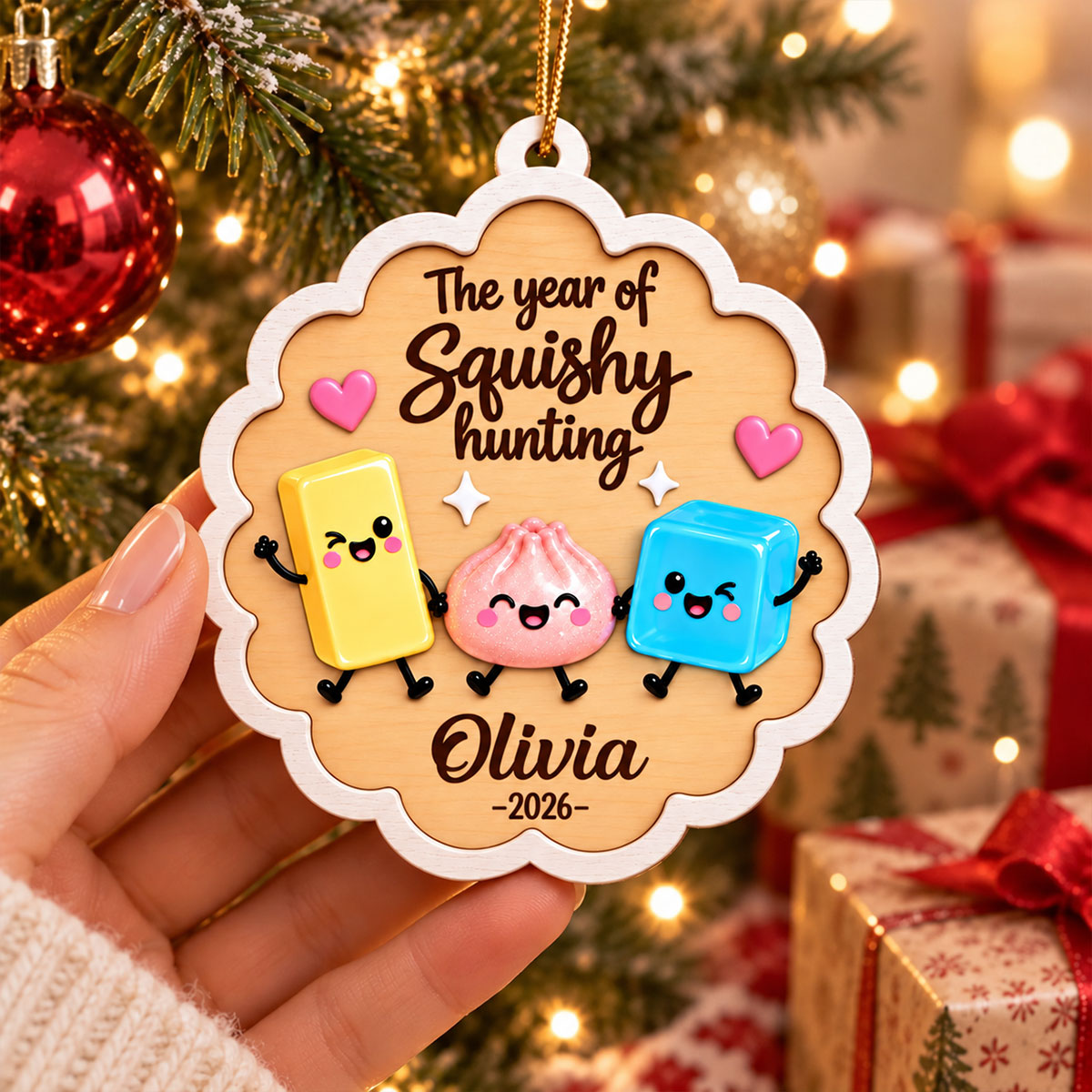 Custom Name The Year Of Squishy Hunting 2-Layer Wood Ornament, Personalized Christmas Keepsake HO82 903784