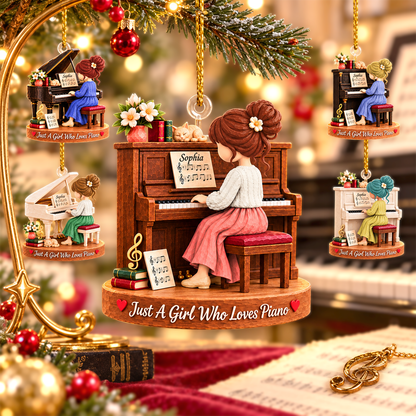 Just A Girl Who Loves Piano, Personalized Piano Ornament, Custom Player Name Gift, Gift For Piano Players Piano Lovers MI209