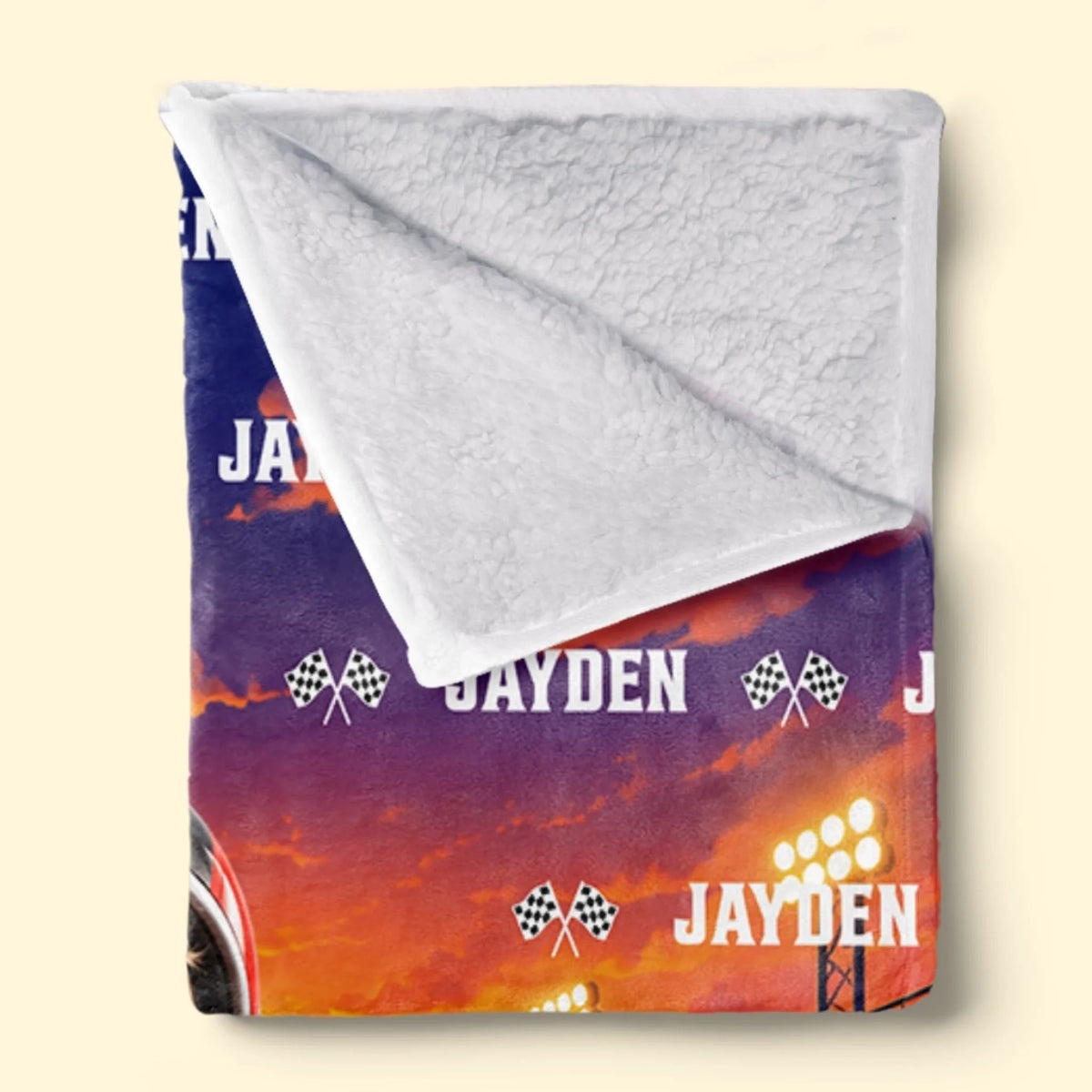 Custom Photo Checkered Flag Racing Gifts for Kids - Personalized Blanket