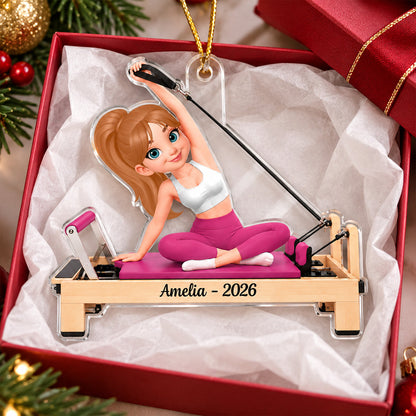 Custom Pilates Girl Name - Personalized Acrylic Ornament - Custom Christmas Gift for Pilates Lovers