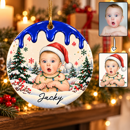 Custom Photo Christmas Portrait Gifts - Personalized Christmas Ornament - Little Hearts Full Of Joy