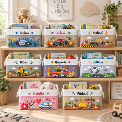 Custom Toy & Book Basket For Kids, Daughter, Son - Personalized Storage Basket