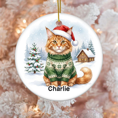Christmas Cat Dog Upload Photo - Personalized Ceramic Ornament - Gift For Cat Lover, Dog Lover