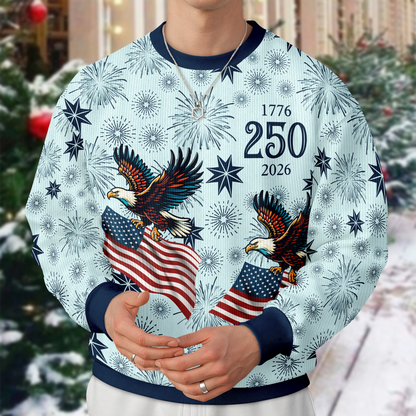 Personalized USA 250 Anniversary Eagle 1776-2026 Ugly Sweater TH10 171101