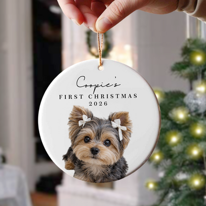 Custom Dog Photo & Name First Christmas Ceramic Ornament HO82 903980