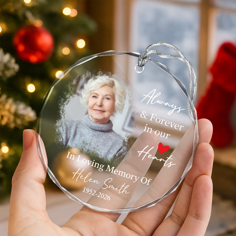 Custom Photo In Loving Memory Keepsake Memorial Glass Ornament HO82 903900