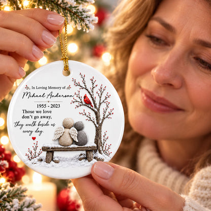 Cardinal Remembrance Gift - Personalized Ceramic Ornament - Custom Name Angel Keepsake, Sympathy Gift