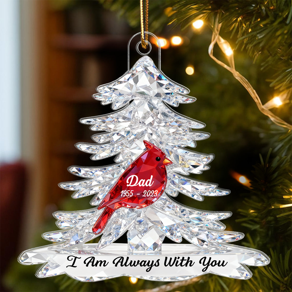 Heartwarming Cardinals Memorial Always With You 2D Flat Printed - Personalized Acrylic Ornament - Remembrance Gift, Sympathy Gift For Whole Family, Extended Family