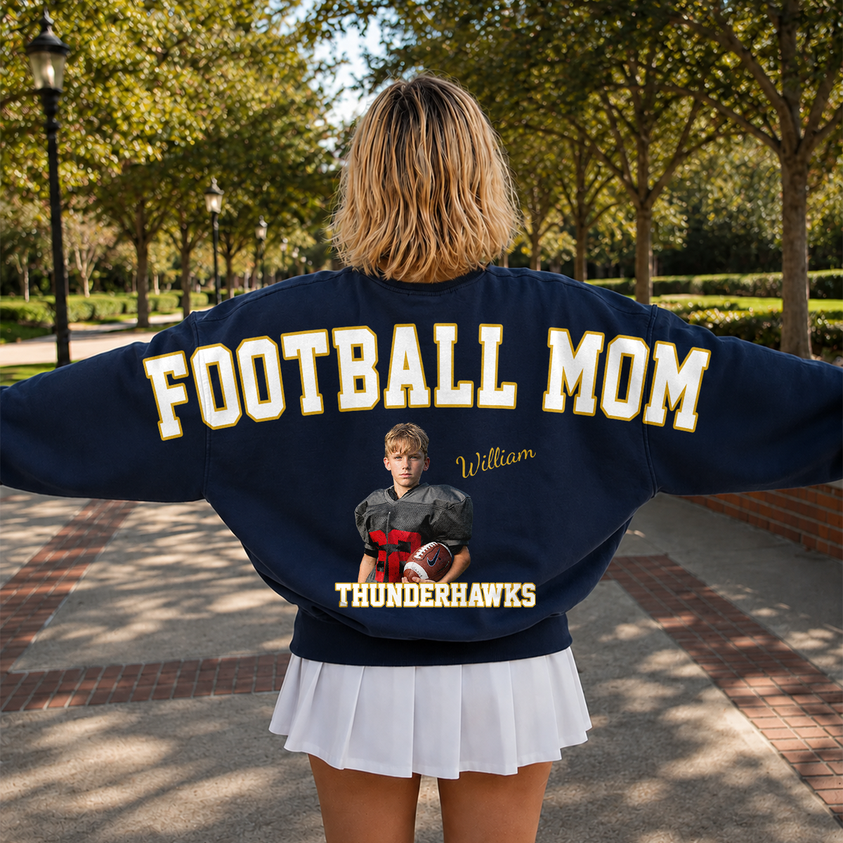 Custom Photo Football Dad Mom Shoulder To Shoulder Sweatshirt CH07 180932
