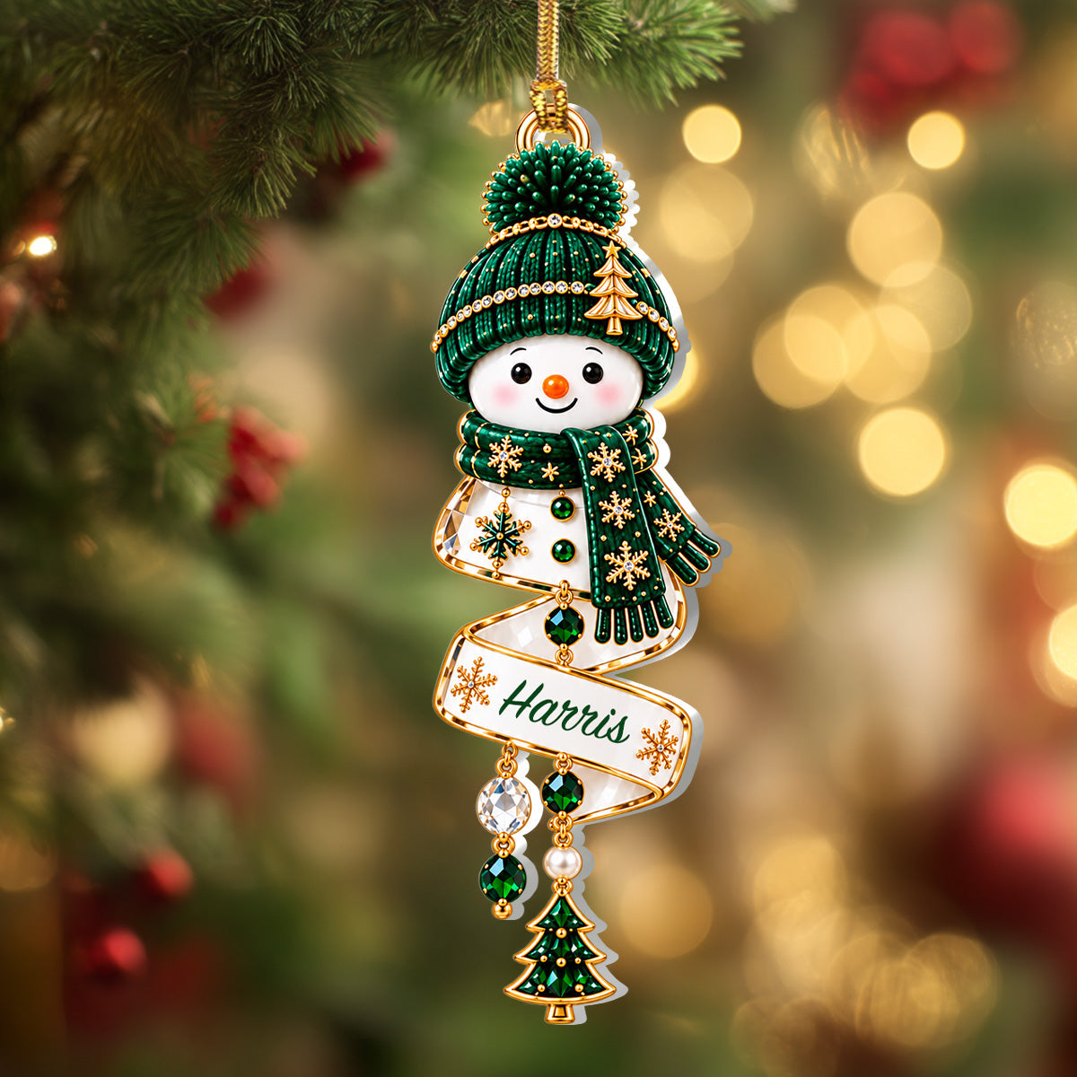 Christmas Snowman Spiral - Personalized 1-Layer Acrylic Ornament
