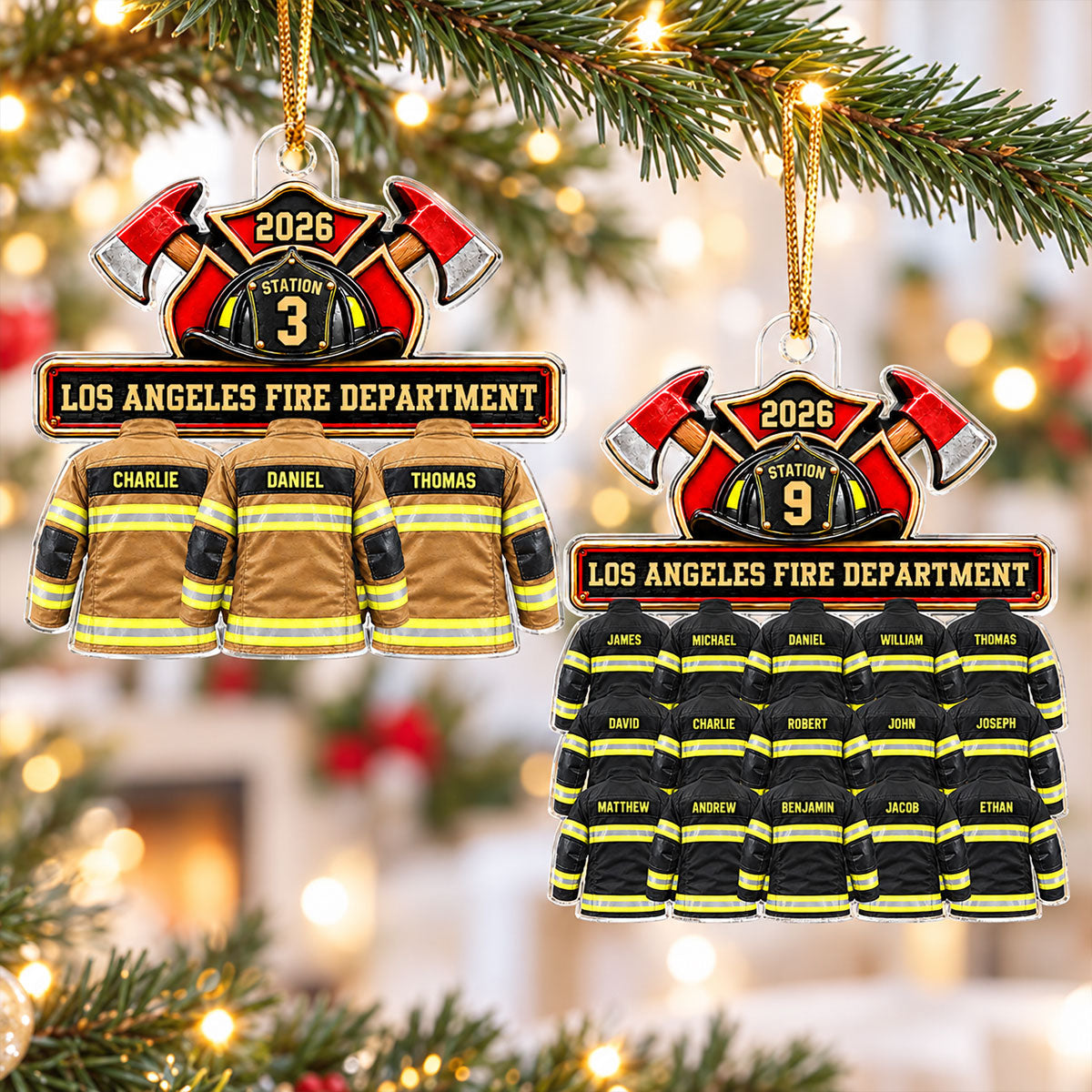 Firefighter Group Squad And Team - Personalized Acrylic Ornament - Christmas Gift For Firefighter Squad, Station, Department