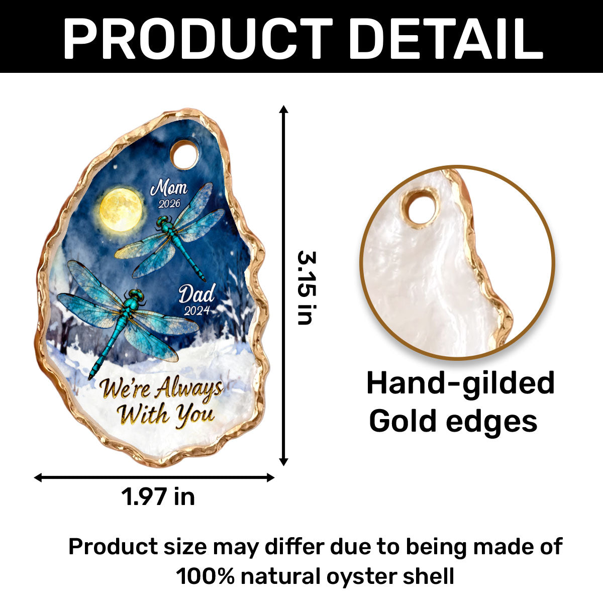 We're Always With You - Personalized Oyster Shell Ornament