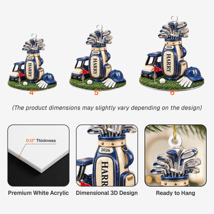 Golf Bag 3D Relief Acrylic Xmas For Golf Lover Golfer Dad - Personalized Ornament