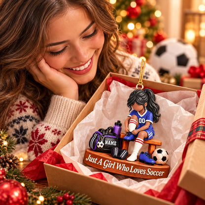 Personalized Soccer Player Ornament, Custom Name Soccer Player Gift Vr2