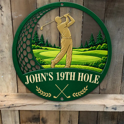 Decor Gift For Golfers - Personalized 19th Hole Metal Sign