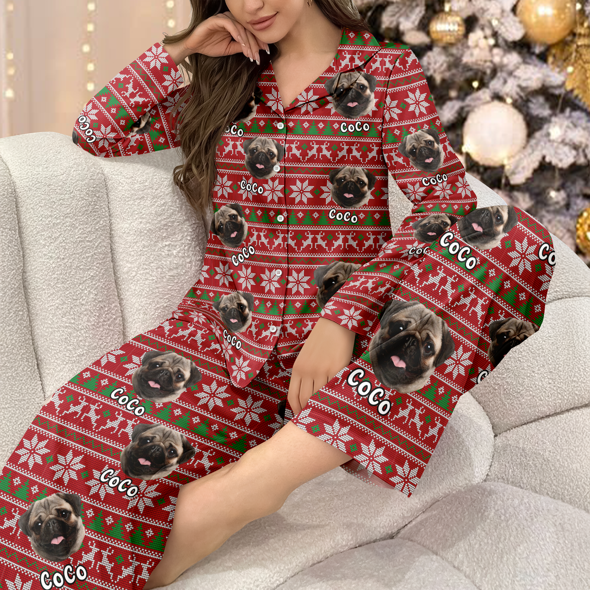 Dth Custom Dog Photo For Christmas Pajamas Th10 896285