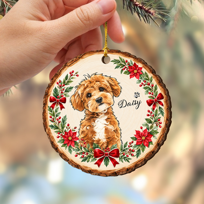 Custom Photo Watercolor Pet Dog Cat Wood Ornament Christmas Gift HA75 919530