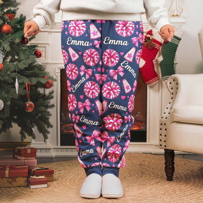 Coquette Bow Cheerleader Custom Name Gift For Cheerleader Girl - Personalized Lounge Pants
