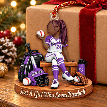 Just A Girl Who Loves Baseball, Personalized Baseball Ornament, Custom Player Name Gift, Gift For Baseball Players Baseball Lover MI209