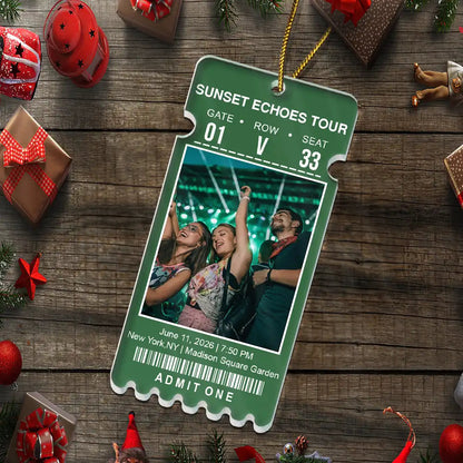 Keepsake For Fans, Music Lovers - Personalized Custom Photo Concert Ticket Acrylic Ornament
