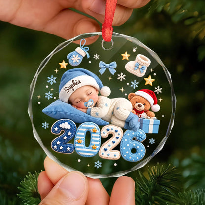 Custom Name Baby Christmas Gifts - Personalized Glass Ornament