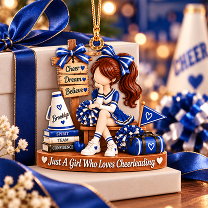 Personalized Cheerleader Christmas Ornament, Custom Name Cheerleading Gift for Girl, Cheer Team Ornament, Cheerleader Keepsake, Sports Gift