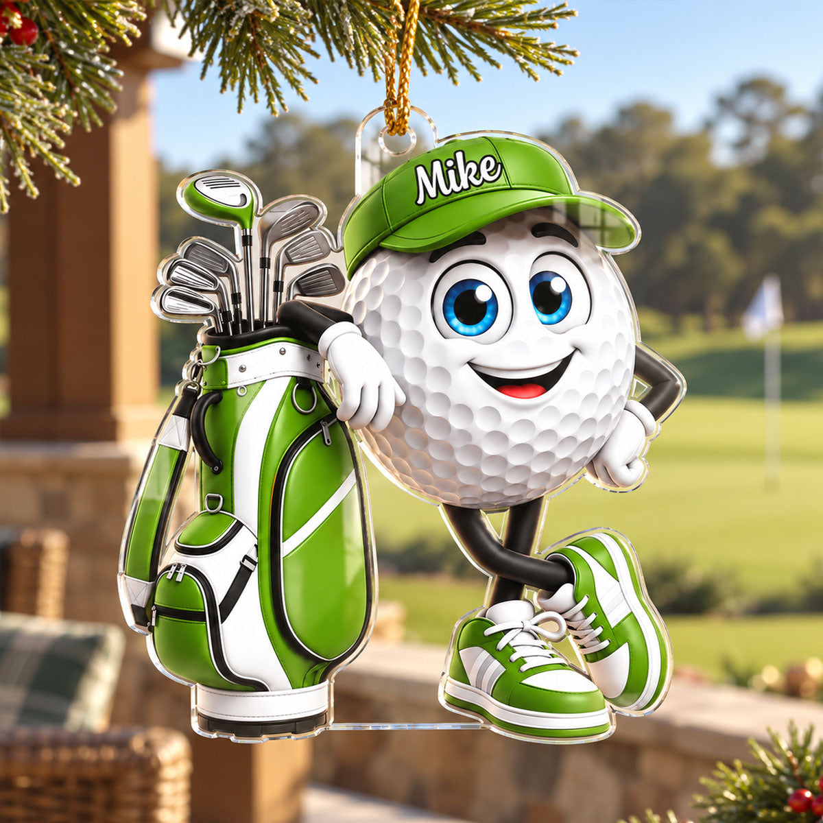 Golf Is My Happy Place - Personalized Acrylic Ornament - Christmas Gift for Husband, Son, Dad, Grandpa