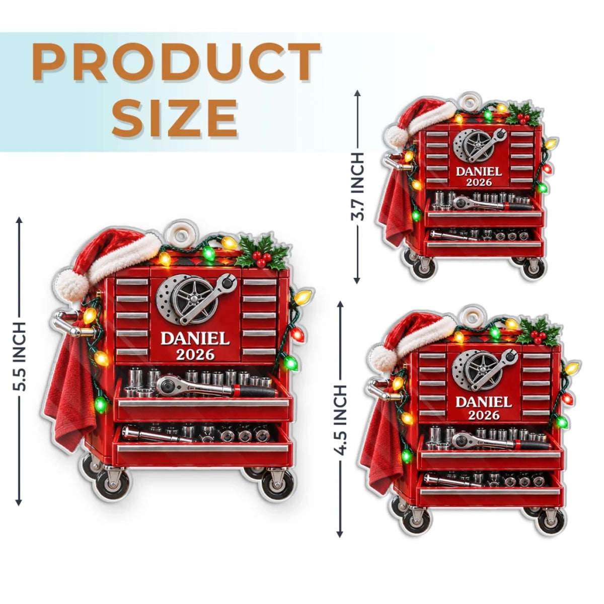 Custom Name Tool Chest Christmas Gifts for Men - Personalized Ornament