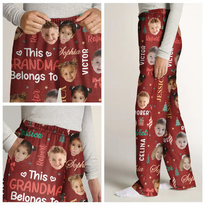 Christmas Gift For Grandma Nana - Personalized Custom Photo Grandkids Name Pajama Pants