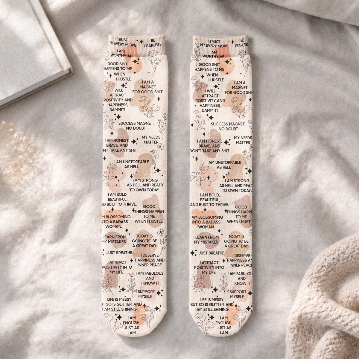 Daily Reminder Socks - Swear Affirmations For Coworkers, Her, Friends, Self Gifts - Personalized Socks