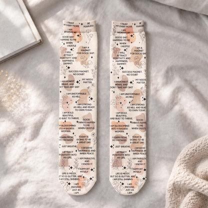 Daily Reminder Socks - Swear Affirmations For Coworkers, Her, Friends, Self Gifts - Personalized Socks