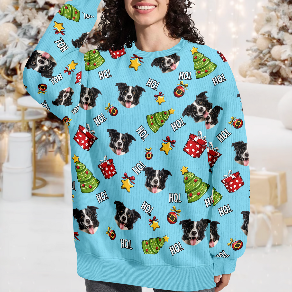 Custom Pet Photo Ho Ho Ho Ugly Sweater Funny Christmas Gift For Pet Lovers CH07 899298