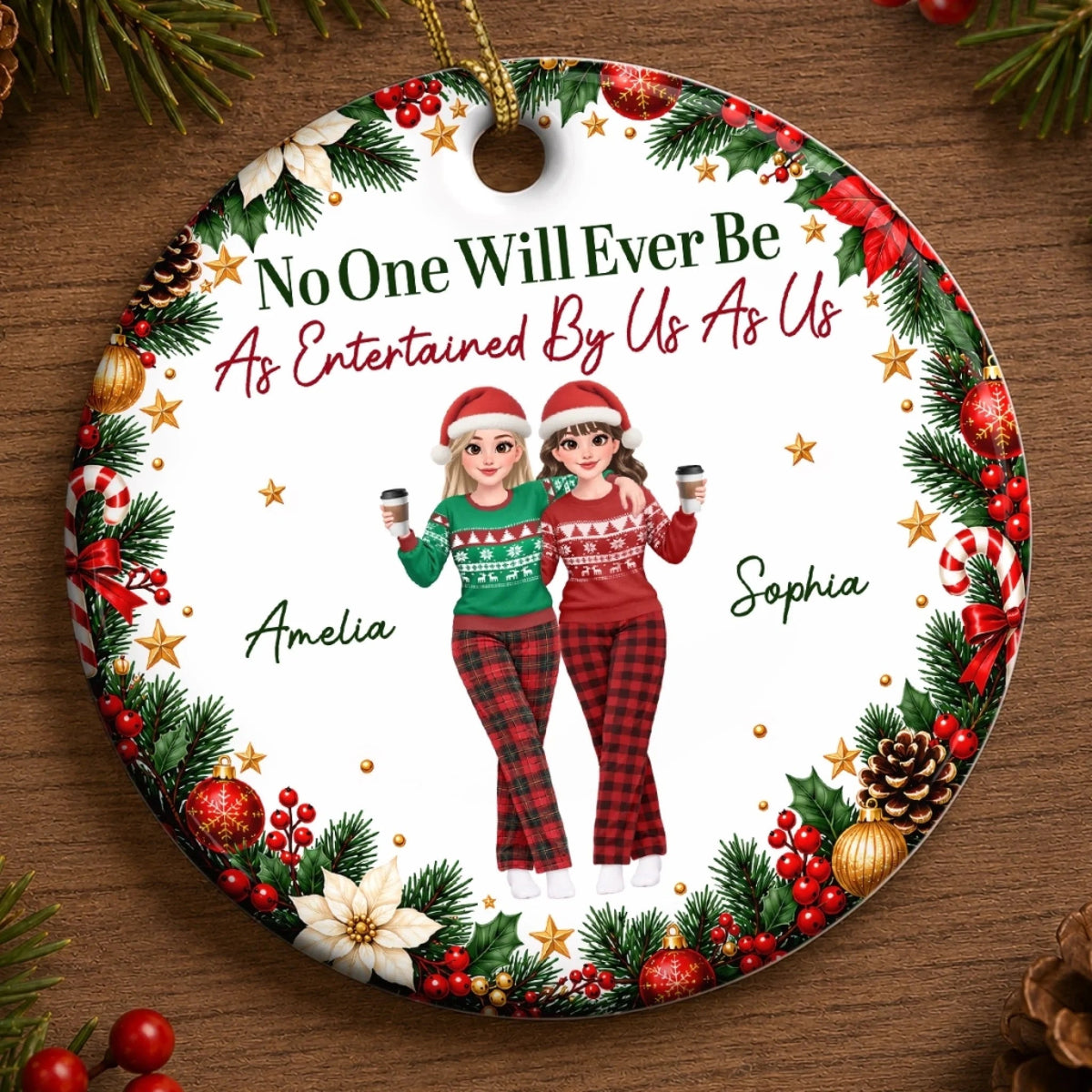 Custom Name Funny Christmas Gifts for Women - Personalized Ceramic Ornament
