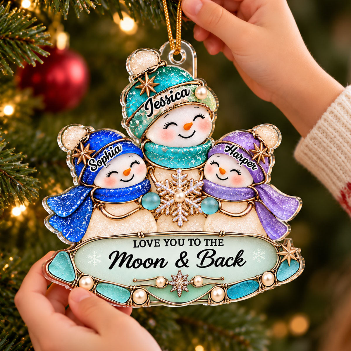Grandkids Melt My Heart Grandma Grandchildren Snowman 2D Flat Printed - Personalized Acrylic Ornament - Christmas Decor For Grandma