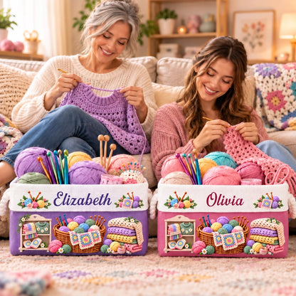 Custom Knitting Crochet Gifts For Crocheters, Crafters, Women - Personalized Storage Basket