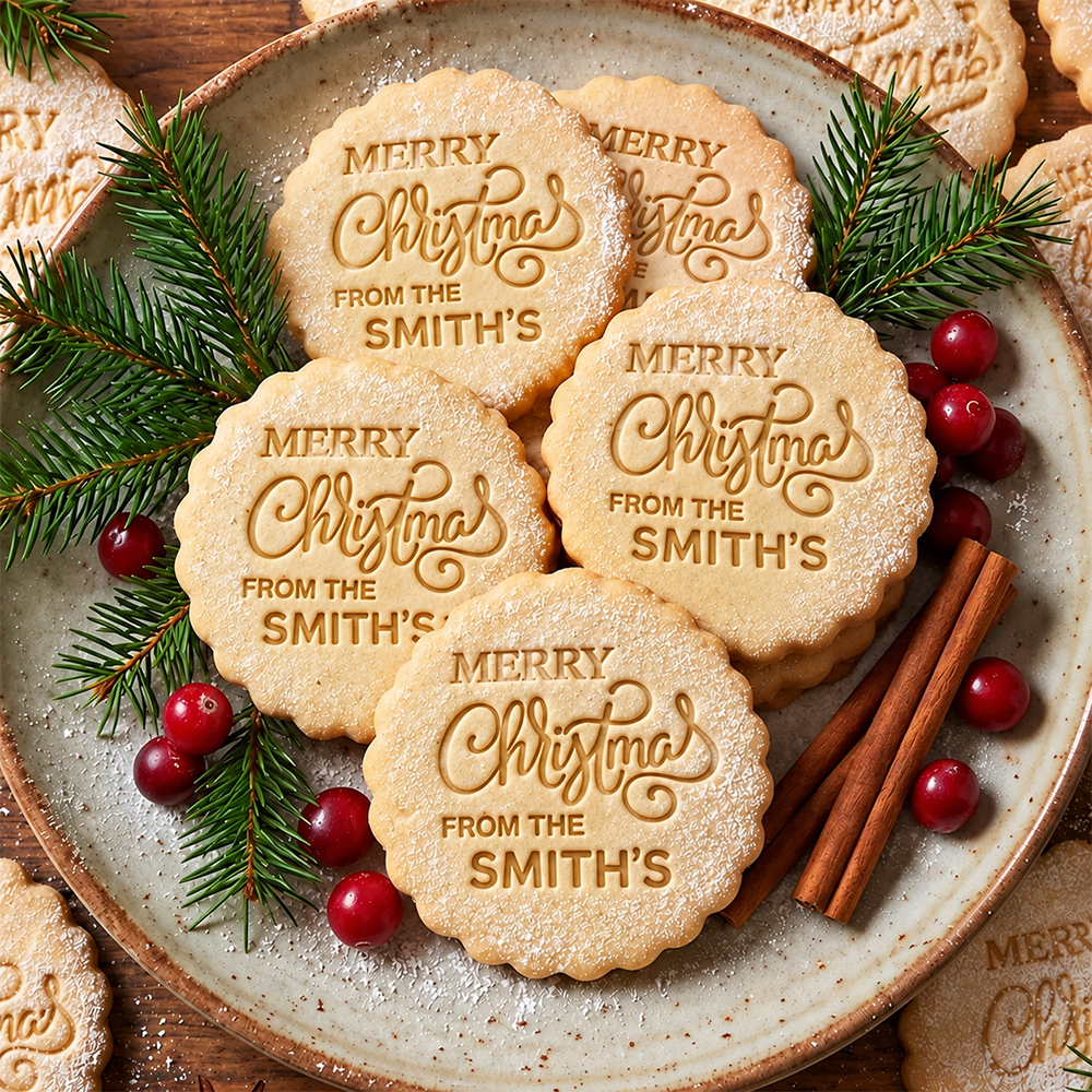 Custom Family Name Cookie Stamp Merry Christmas Baking Gift, Holiday Cookie Decorating Tool HO82 904118