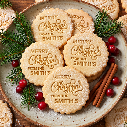 Custom Family Name Cookie Stamp Merry Christmas Baking Gift, Holiday Cookie Decorating Tool HO82 904118