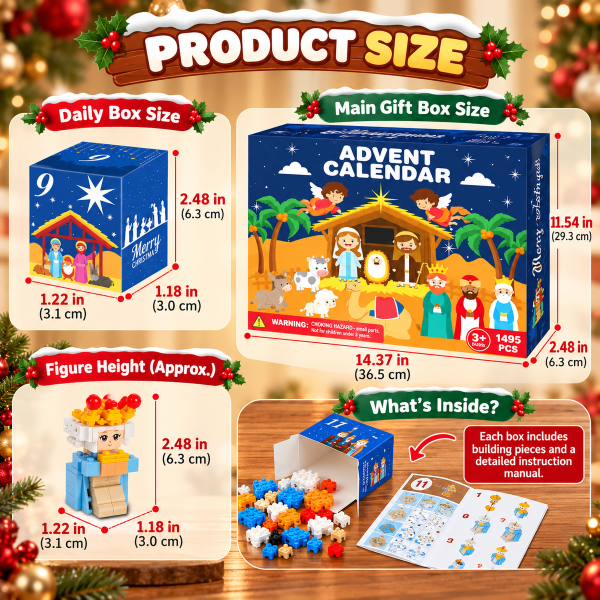 Twenty Four Days Of Building Blocks - Nativity Advent Calendar