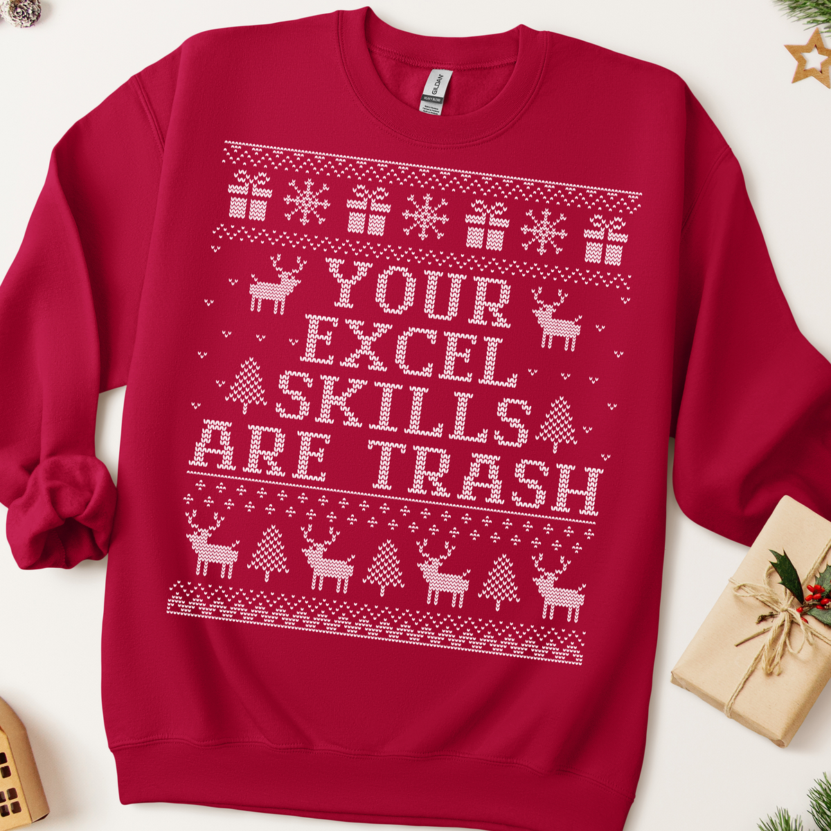 Your Excel Skills Are Trash Ugly Christmas Sweatshirt