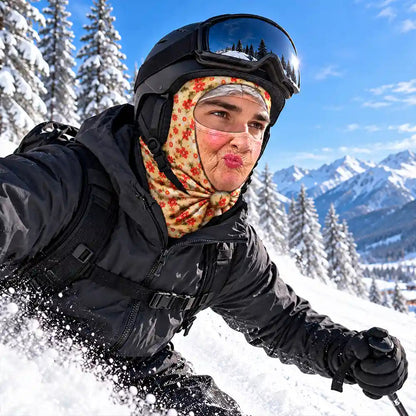 Winter Skiing Gag Gift For Bestie, Girl Group - Personalized 3D Realistic Funny Old Lady Face Balaclava Face Mask