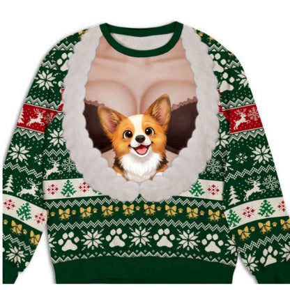 Custom Christmas Sweatshirt, Gift for Pet Lovers • My Baby Is Here - Personalized All-Over-Print Sweatshirt