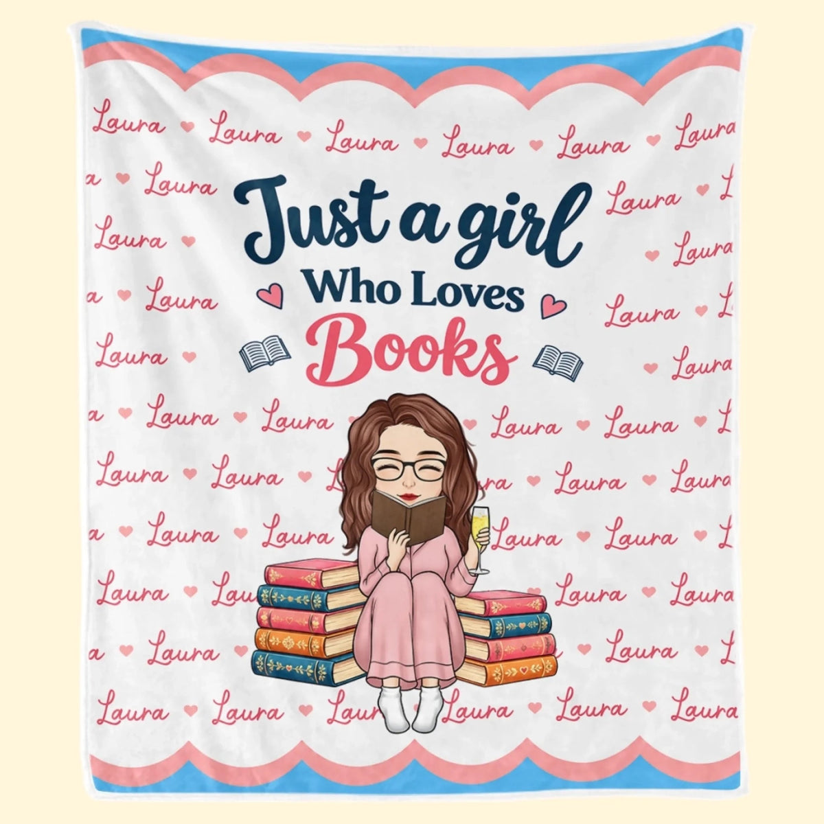 Custom Name Just A Girl Who Loves Books Gifts for Women - Personalized Blanket