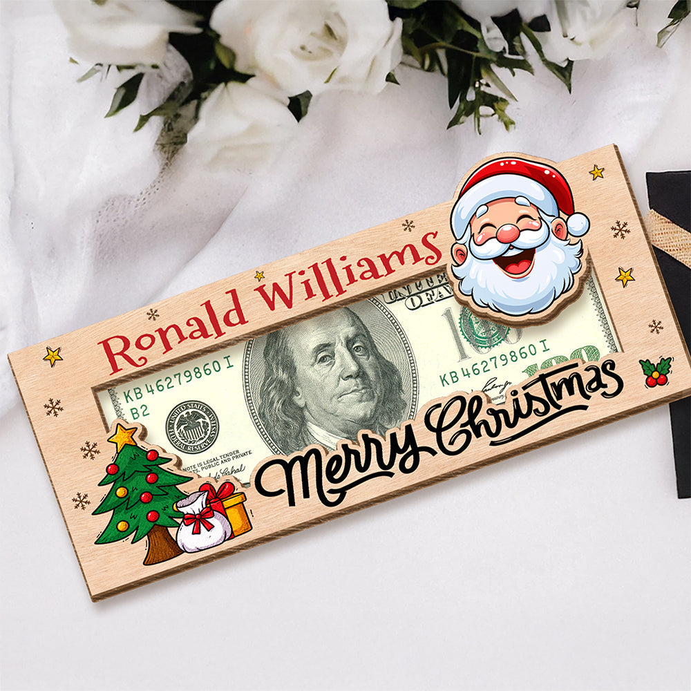 Customized Merry Christmas Cash Wood Money Holder Gift Box For Holiday CH07 180750