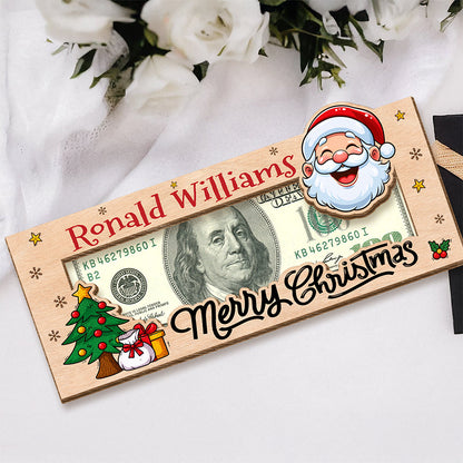 Customized Merry Christmas Cash Wood Money Holder Gift Box For Holiday CH07 180750