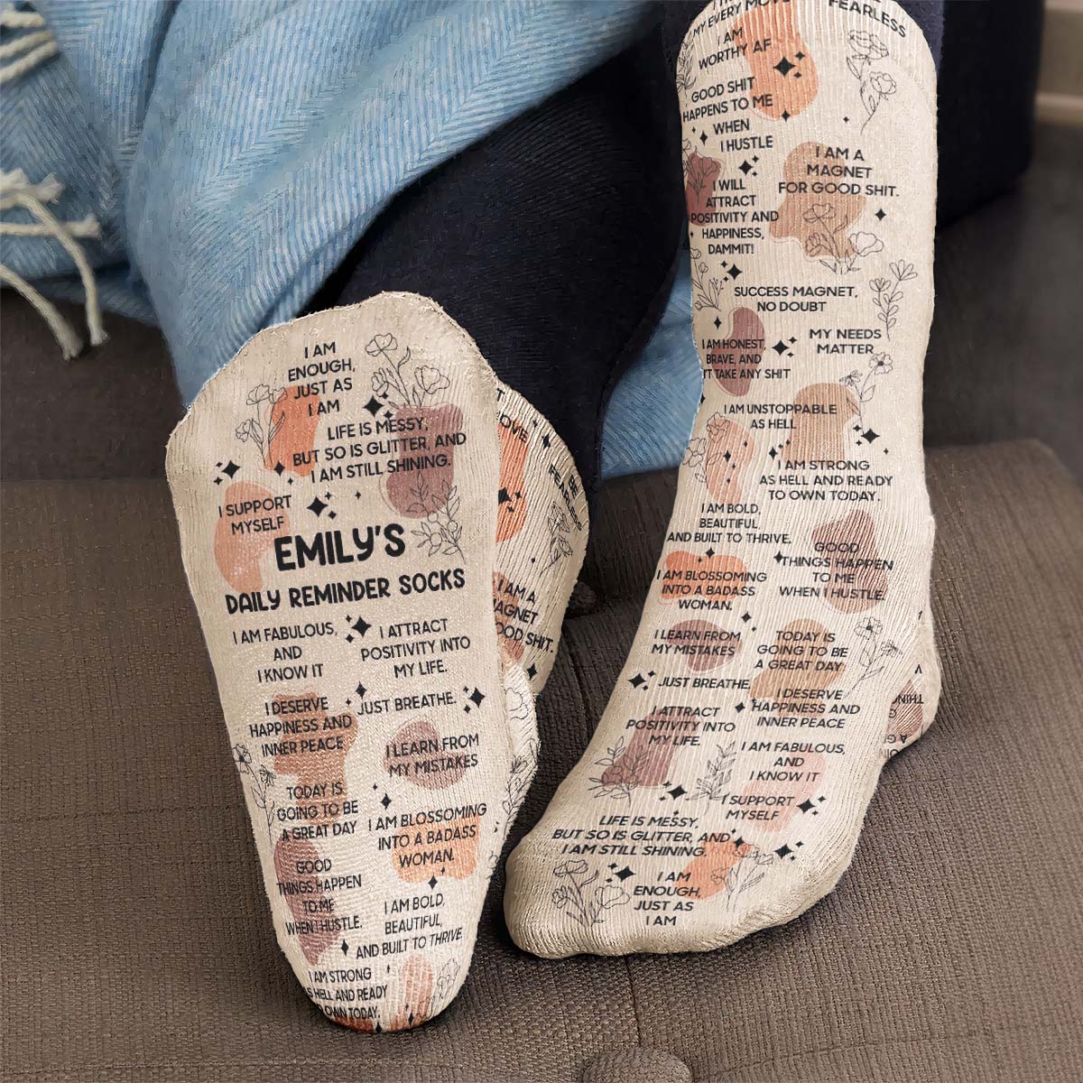Daily Reminder Socks - Swear Affirmations For Coworkers, Her, Friends, Self Gifts - Personalized Socks