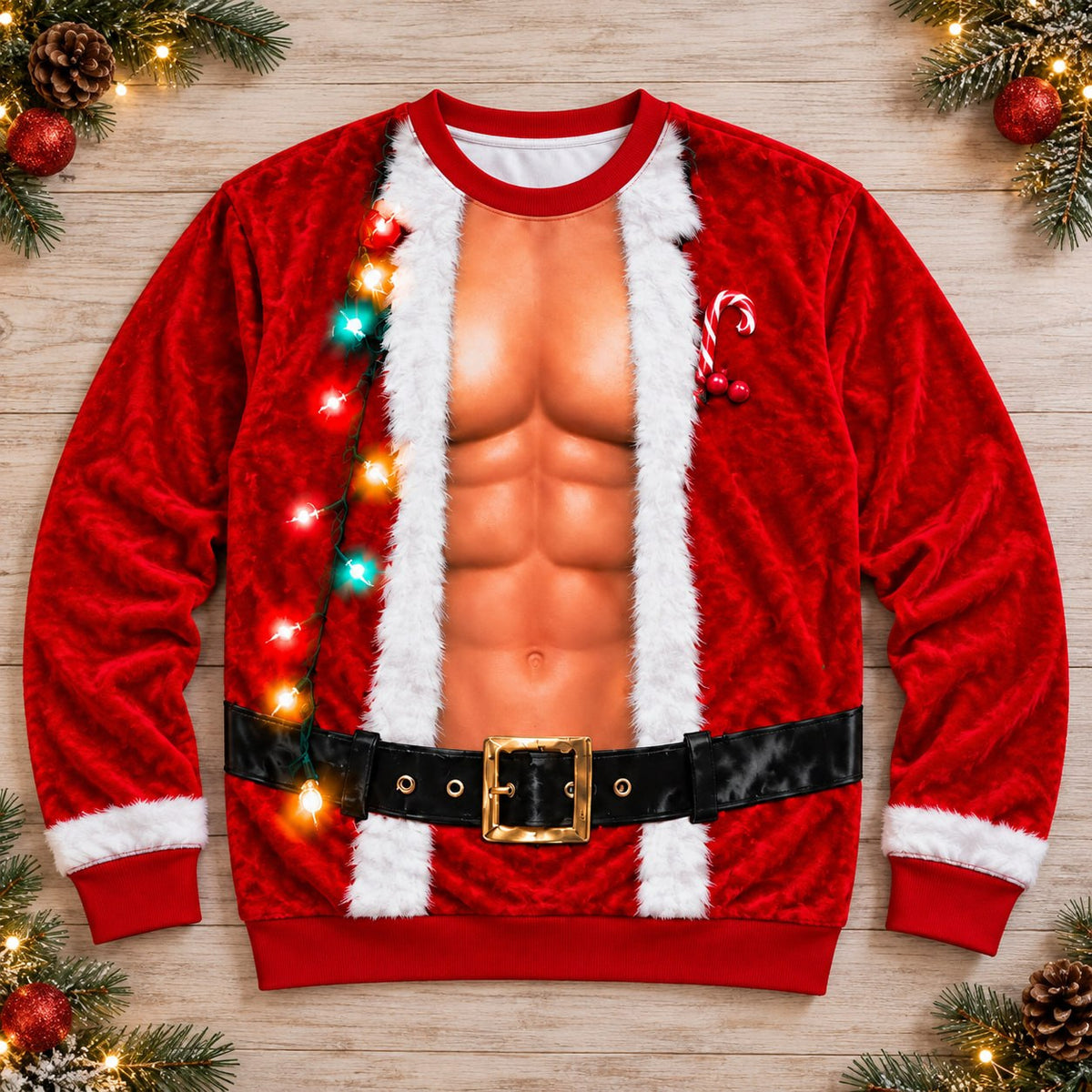 Take It Out & Play - Funny Muscle Santa - Custom Photo Car Christmas Sweatshirt - Gift For Car Lovers A2110