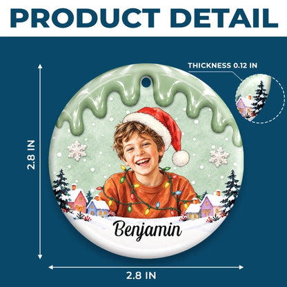 Custom Photo Christmas Gifts for Kids - Personalized Ceramic Ornament