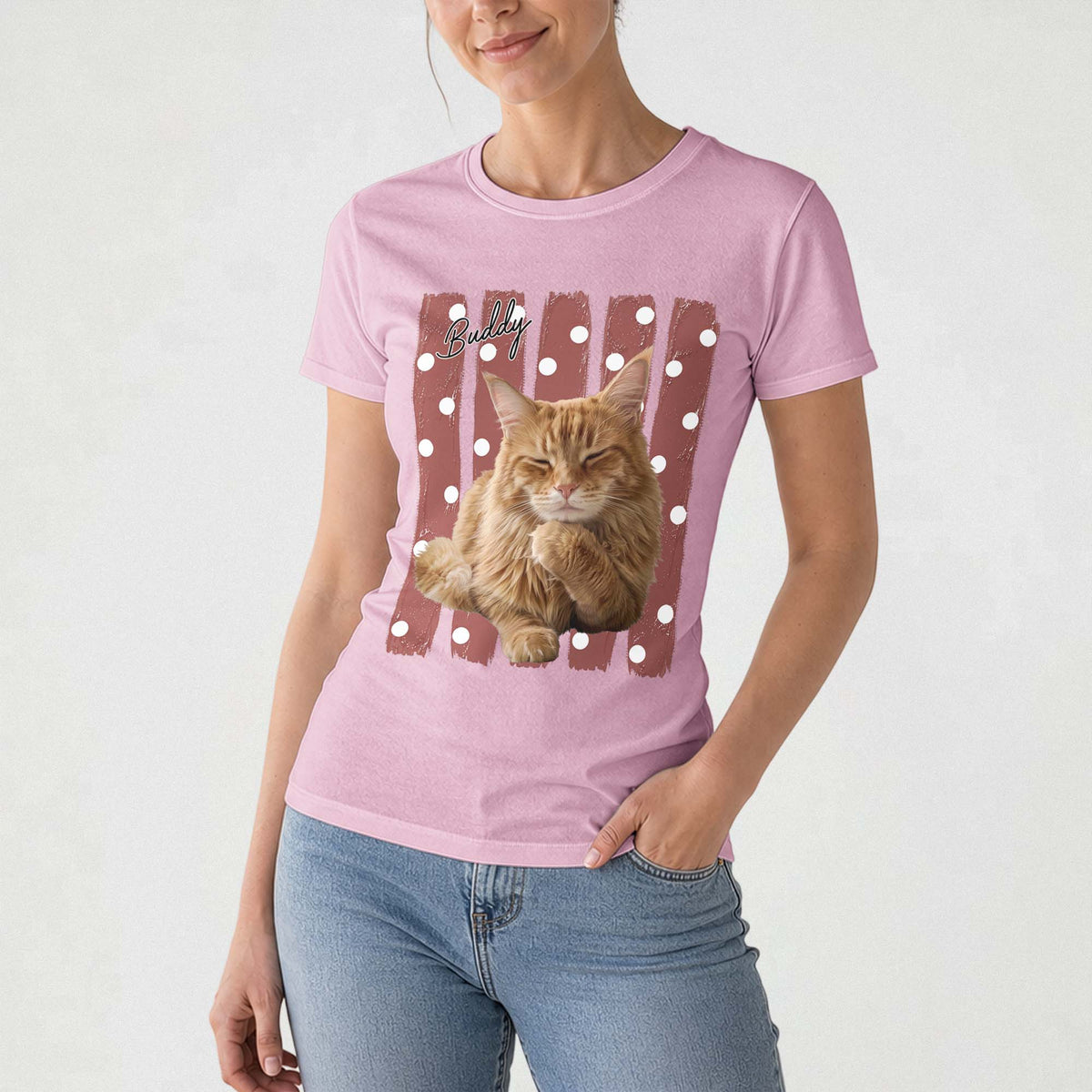 Custom Striped Pet Portrait Shirt Gift For Pet Lovers - Personalized Shirt