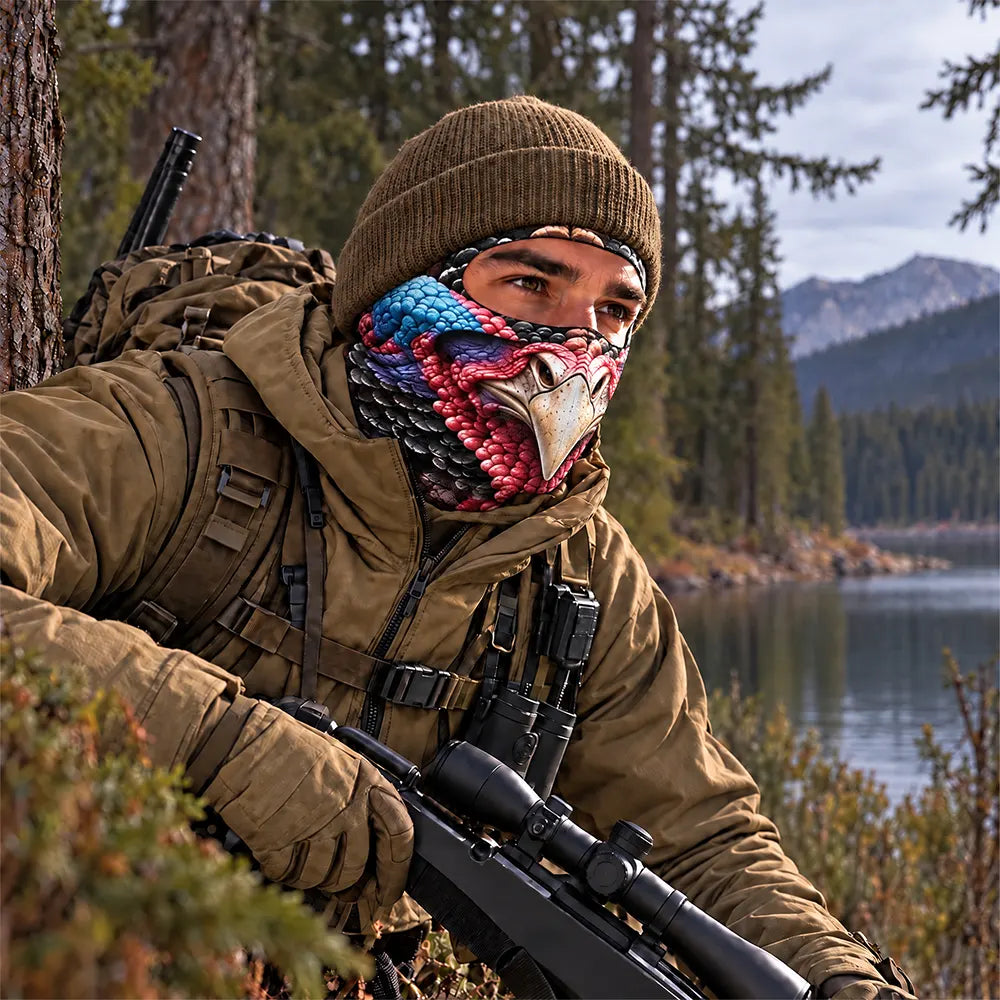 Gag Gift For Men Who Love Hunting, Hunter, Friend - Personalized Funny Realistic Buck, Turkey Head Balaclava Face Mask