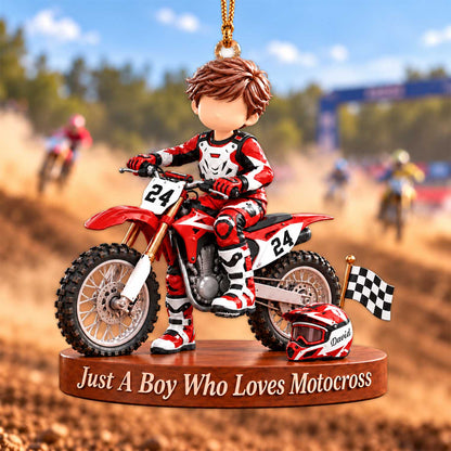 Just A Boy Who Loves Motocross - Personalized Motocross Ornament, Gift For Motocross Racer, Dirt Biker A2110